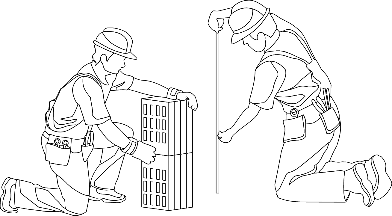 工事・測量をする人のイラスト
